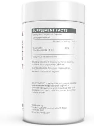Renue By Science Spermidine Supplements | Liposomal Spermidine Supplements for Women and Men | 90 Capsules - 8mg Spermidine per Serving | Non-GMO &