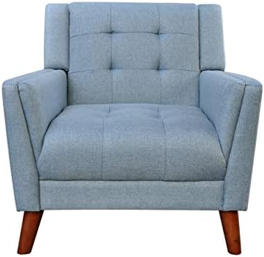 Christopher Knight Home Alisa Mid Century Modern Fabric Arm Chair, Blue and Walnut