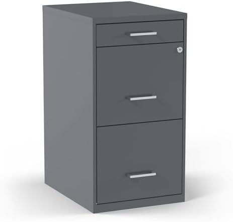 Staples 3-Drawer Vertical File Cabinet, Letter Size Documents, Lockable & Mobile, 18.9" D x 14.3" W x 26.9" H, White