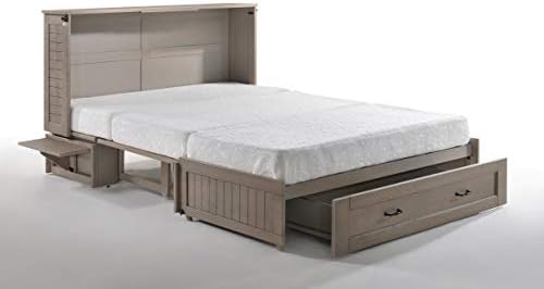 Night & Day Furniture Poppy Brushed Driftwood with Mattress Murphy Cabinet Bed, Queen,