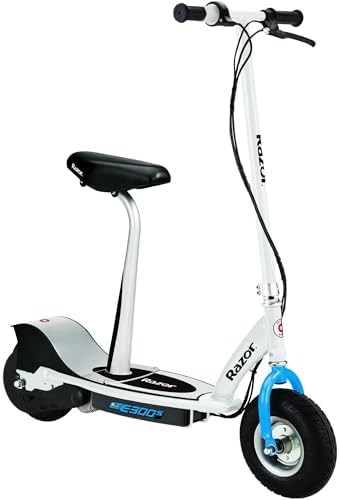 Razor E300S Seated Electric Scooter for Kids Ages 13+ - 9" Pneumatic Tires, Removable Seat, Up to 15 mph and 40 min of Ride Time