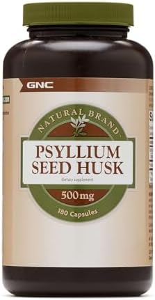GNC Natural Brand Psyllium Seed Husk 500mg, Supports Digestive Health, 180 Capsules