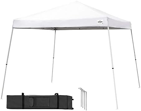Caravan Canopy V Series 12 by 12 Foot Outdoor Shade Instant Canopy Kit with Steel Frame and 150D Polyester Canopy Top, 3 Leg Height Settings