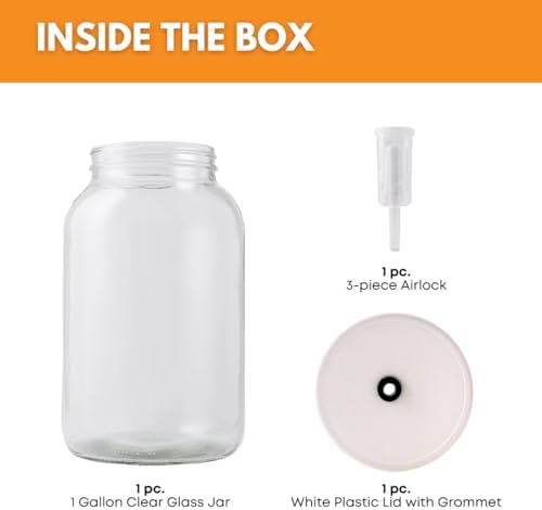 FastRack 1 Gallon Mason Jar Wide Mouth & Twin Bubble Airlock for Fermentation, Pickling