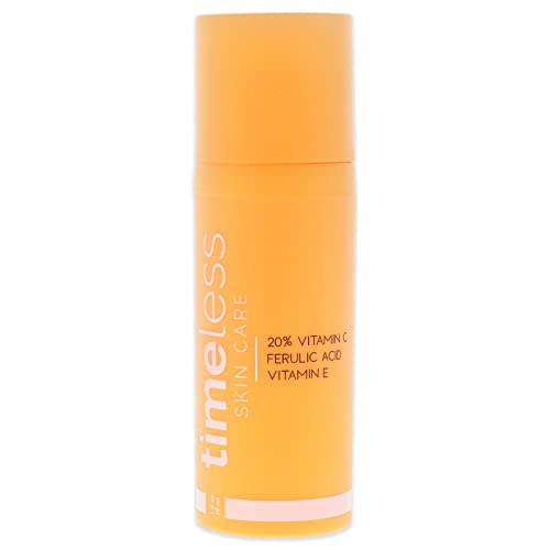 Timeless Skin Care Vitamin C Serum with Vitamin E & Ferulic Acid - Brightening Serum - for Oily & Dry Skin - Fragrance-Free - 1 oz | Vitamin C Serum for Even Skin Tone and Collagen Support, Antioxidant-Rich Advanced Skincare Formula, Lightweight
