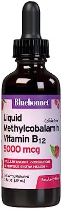 Bluebonnet Liquid Methylcobalamin Vitamin B12 5000 mcg Active Coenzyme Form of Vitamin B 12 Liquid Drops Energy Supplement for Women & Men - Vegan