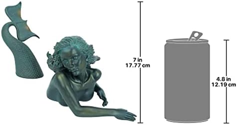 Design Toscano Meara the Mermaid Swimmer Indoor/Outdoor Garden Statue for Patio, Pool or Lawn, 16 Inches Wide, 7 Inches Deep, 7 Inches High