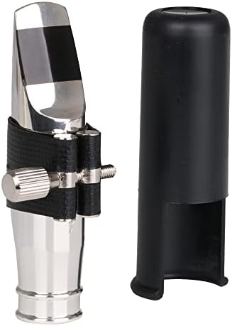 Yibuy Silver Jazz E-flat Alto Saxophone Mouthpiece 7# PU and Leather Cap 90 x 36 mm
