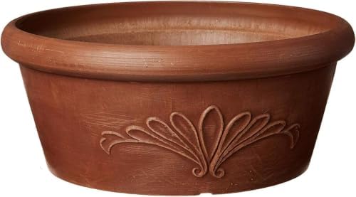 Arcadia Garden Products PSW TA25C Plastic/Stone/Wood Composite Bulb Pan – No Drainage Hole (Drillable), Planter Bowl for Succulents, Bonsai, Fairy Gardens, Herbs,10-Inch, Chocolate
