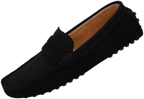 JIONS Mens Driving Penny Loafers Suede Moccasins Slip On Casual Dress Boat Shoes