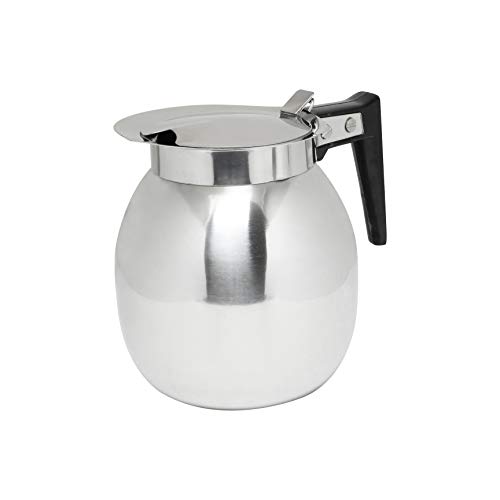 Thunder Group SLRCD001 Coffee Decanter, 64 oz. Capacity, Open Rimmed, Easy-Grip Handle, Stainless Steel, Mirror-Finish