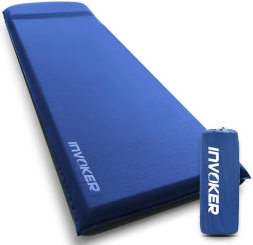 INVOKER Camping Sleeping Pad, Self-Inflating, 75 x 24 x 3.15 in, Green