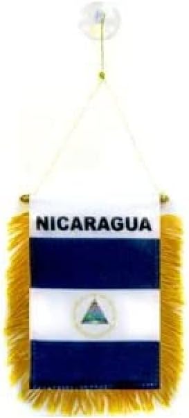 AZ FLAG Nicaragua Pennant 4x6 in 100D Polyester Suction Cup | Outdoor use Nicaraguan 15x10 cm triangular pennant stitched edges and reinforced finish