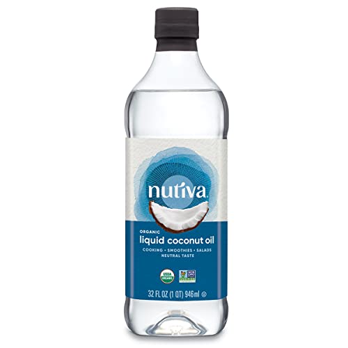 Nutiva Organic Liquid Fractionated Coconut Oil 32 Fl Oz - USDA Organic, Non-GMO. Edible, Pure Coconut Oil for Cooking, Moisturizer for Skin