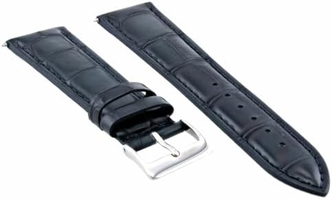 Ewatchparts 22mm Dark Blue Leather Replacement Watch Strap Silver Buckle Compatible With Invicta Diver Russian