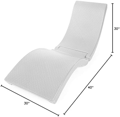 Pool Mate Luxury Swimming Pool Patio Chaise Lounge Chair, White Large