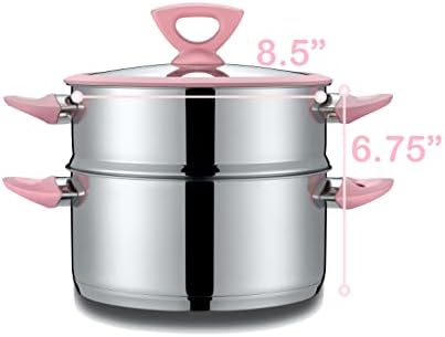 CONCORD 3 Quart Stainless Steel 3 Piece Steamer Cookware Set. Features 2 Quart Veggie Steamer and 3 Quart Cooking Pot with tempered glass lid.