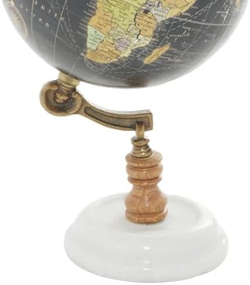 Deco 79 Marble Globe with Marble Base, 7" x 7" x 11", Teal | Educational/Geographic Earth World Map Decorative World Globe With Marble Base World Globe