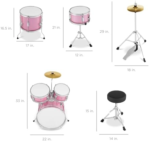 Best Choice Products Kids 5-Piece Beginner Drum Set Junior Kit, Starter Percussion w/Cymbals, Pedal, Drumsticks, Stool, Toms, Snare, Hi Hat - Black