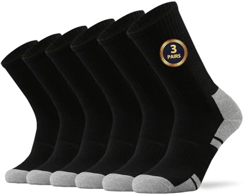 Ortis Cotton Cushion Crew Athletic Socks for Men Work Boot Sports Exercise