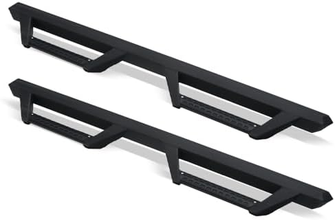 7422442631636 Compatible with 2021-2024 Ford Bronco 4 Door Matte Black Hoop Drop Step Side Nerf Bars v2