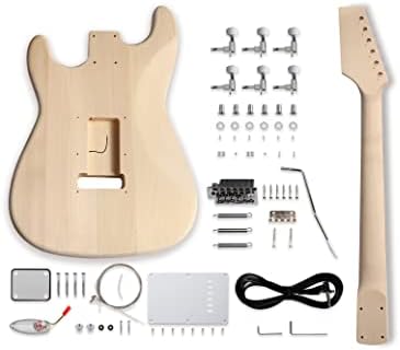 DIY Electric Guitar Kit Beginner Kit Right Handed Basswood Body | Hard Maple Neck, Engineered Wood Fretboard, 6 String, Build Your Own Guitar