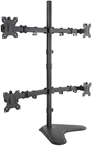 Mount-It! Quad Monitor Stand for 4 Screens up to 32", Free Standing Multi Monitor Desk Mount, Height Adjustable 34.8", 17.6 lbs Each