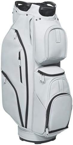 14-Way Full Length Dividers Golf Cart Bag - Waterproof Synthetic Leather Golf Bag with 15 Pockets, Durable Golf Club Bag for Men & Women, Available in Black, Blue, Gray