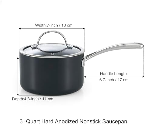 Cooks Standard Classic 2 Quart Hard Anodized Nonstick Saucepan with Glass Lid