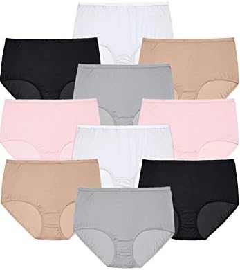Comfort Choice Plus Size Full Coverage Nylon Brief 10-Pack