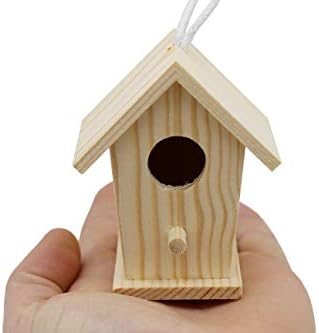 Creative Hobbies 12-Pack of Mini Wooden Bird Houses to Paint, with Hanging Cords, Unfinished DIY Design Your Own Great for Crafts, Weddings