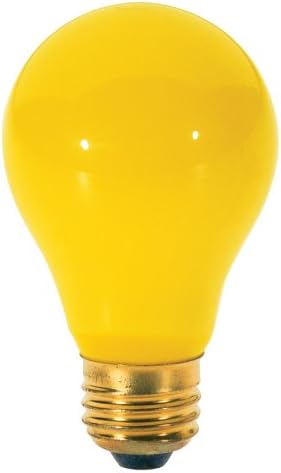 Satco S3939 130-Volt 100-Watt A19 Bug Light Medium Base Light Bulb, Yellow, 2-Pack
