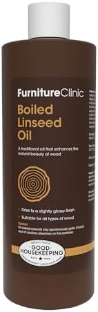 Furniture Clinic Boiled Linseed Oil | 500ml / 17 Fl Oz | Refined Oil for Wood Furniture, Stone & Metal | Fast Drying Glossy Finish | Restore & Protect | for Tables, Cabinets, Handles, & More