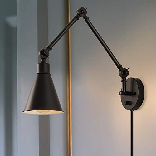 CADUKE Swing Arm Wall Lamp for Bedroom, Set of 2 Plug in Wall Light Fixture with Dimmable Switch