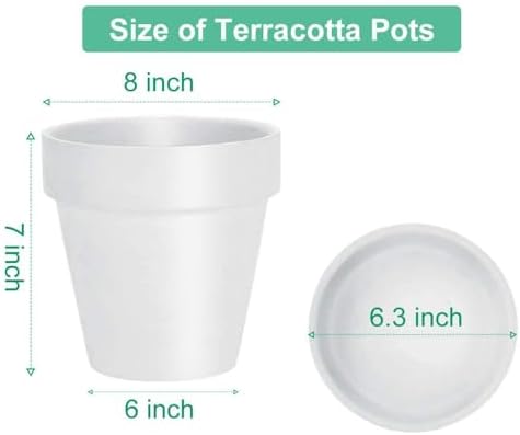 vensovo 8 Inch Clay Pot for Plant with Saucer - 2 Pack Large Terra Cotta Plant Pot with Drainage Hole, Clay Planters Pot