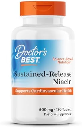 Doctor's Best Niacin 500 mg Extended Release Supplement for Men & Women - Minimizes Skin Flush, Niacin as Nicotinic Acid 500mg