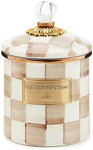MACKENZIE-CHILDS Enamel Canister, Small, Black-and-White Courtly Check