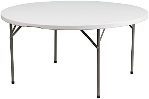 Flash Furniture Elon 5' Round All-Occasion Plastic Folding Event Table, Foldable Portable Banquet Table for Indoor/Outdoor Events, White | Lightweight, Easy Storage, Commercial Grade