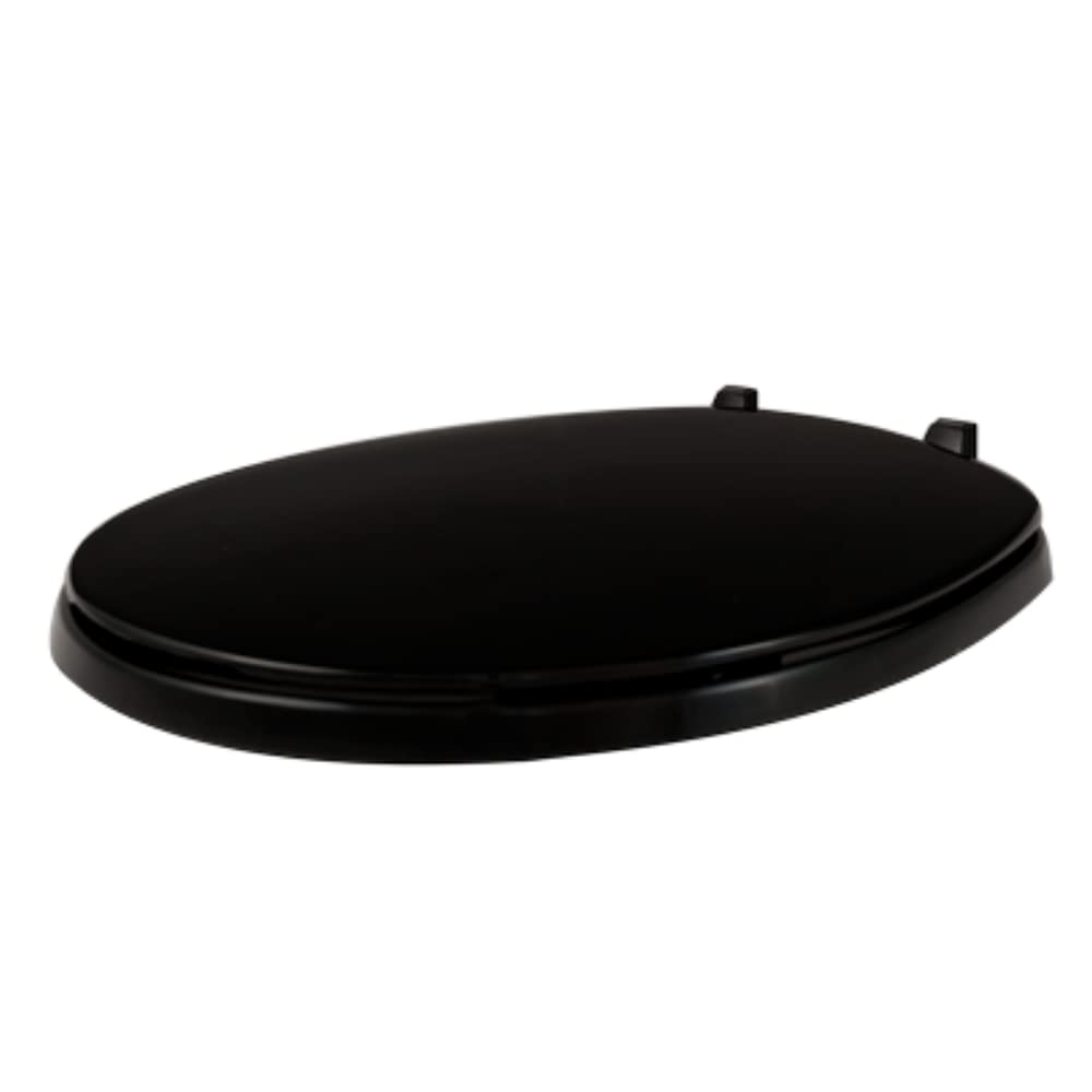 Centoco Toilet Seat Elongated, Residential, Top Mount Plastic Hinge, Black | Plastic, Closed Front, Cover, Made in the USA, 600-407