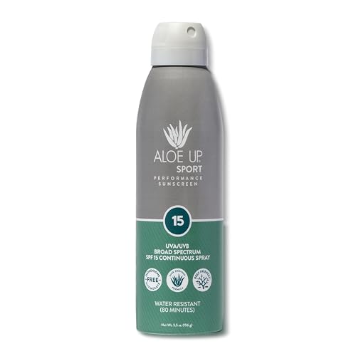 Aloe Up Sport Sunscreen Spray SPF 15, Water Resistant, Non-greasy, 6 oz | Broad-spectrum SPF 15; Water resistant up to 80 min; Non-greasy, With aloe vera gel, fragrance-free