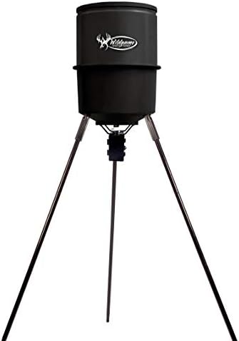 Wildgame Innovations Quick-Set 270 lb Game Feeder | Durable tripod Corn/Pellet hunting feeder, digital timer, 1-4 available feed times & 30-feet radius