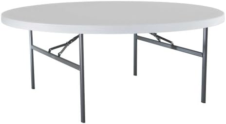 Lifetime 22673 Folding Round Table, 6 Foot, White Granite