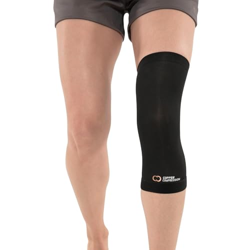 Copper Compression Knee Sleeve - Copper Infused Knee Stabilizer Support Brace for Meniscus Tear, ACL, MCL, Arthritis, Joint Pain Relief, Running, Sports, Hiking - Men & Women - Fits Right/Left - L