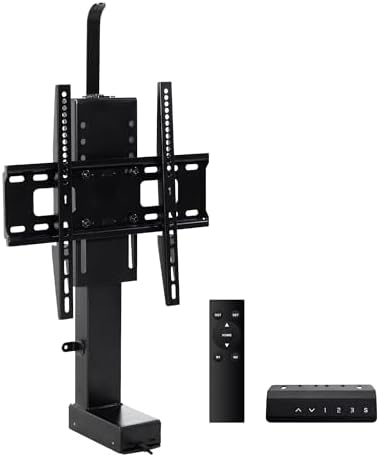 Fromann Motorized TV Lift Mount with Remote for 32-55 Inch Height Adjustable TV Lift Stand, Load Capacity 132Lbs, Stroke Length 29.9 Inches