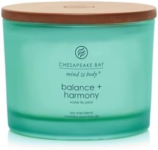 Chesapeake Bay Balance + Harmony Scented Candle Water Lily Pear Fragrance 50 Hours Burn Time Warm & Decorative Soy Wax Blend