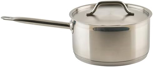 Winco 4 1/2 qt Heavy-Duty 4.5 qt Stainless Steel Sauce Pan with Cover | Even heat distribution, Secure riveted handle, Great for Cooking, Food Preparation and Restaurant Kitchens