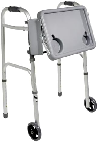 Alex Orthopedic Folding Molded Walker Tray with 2 Cup Holders - Clip On with No Tools