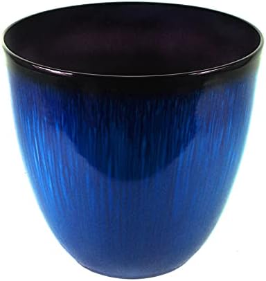 (EPR15-204) Large Egg Shaped Planter - Modern Indoor & Outdoor Decorative Flower Pot/Box (15 Inch, Blue Flower)