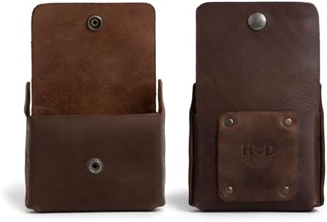 Hide & Drink, Thick Leather Riveted Horizontal Waist Wallet, Holds Up to 12 Cards Plus Folded Bills Coin Holder Organizer, Handmade, Bourbon Brown