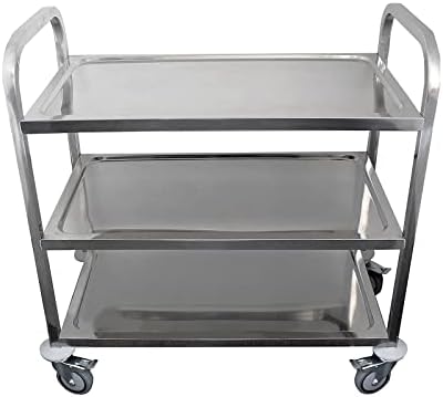 Medium 3 Shelf Heavy Duty Utility Cart on Wheels | 34 in. Long x 18 in. Wide